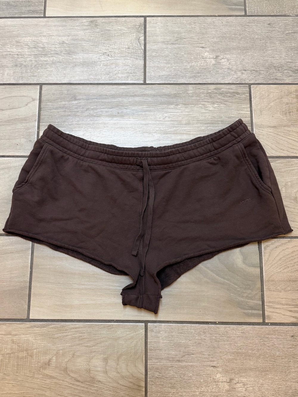 SKIMS Dark Brown Athletic Lounge Shorts with Drawstring